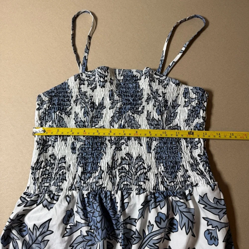 tropical blue and white womens romper size XL pants beach resort wear floral - Picture 9 of 9